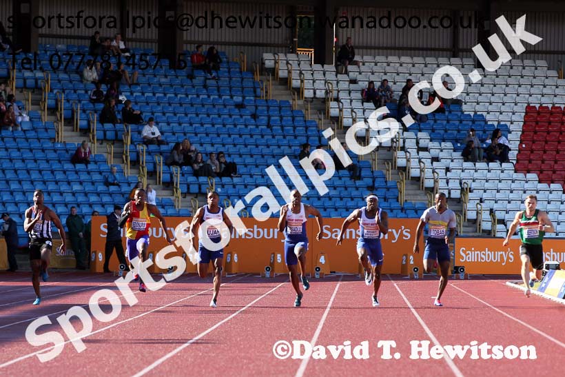Mens 100 metres, Sainsbury's British Champs, Alexander Stadium, Birmingham. Photo: David T. Hewitson/Sprts for All Pics